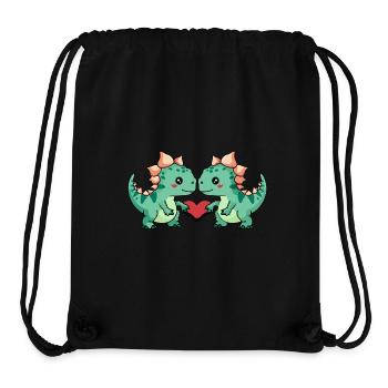 Dinosaure stégosaure couple coeur - Sac à cordon recyclé Stanley/Stella - noir - Devant