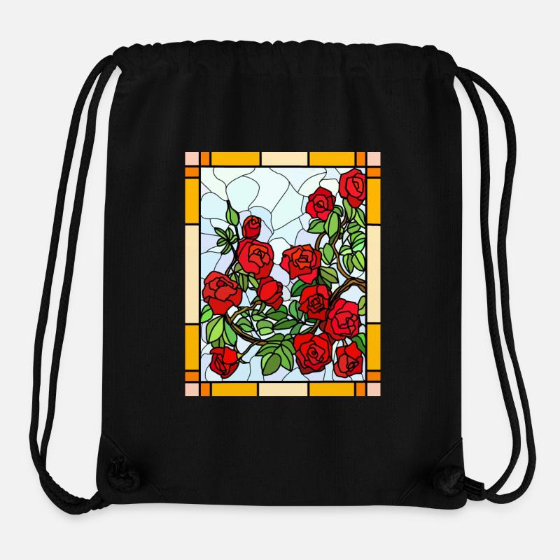 Roses en vitrail - Sac à cordon recyclé Stanley/Stella - noir
