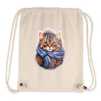 Winterkatze mit Schal - Stanley/Stella recycelter Gym Bag - Naturweiß - Vorne
