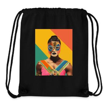 Frauen Mexikanisches Wrestling Kunst Vintage Papier Handwerk - Stanley/Stella recycelter Gym Bag - Schwarz - Vorne
