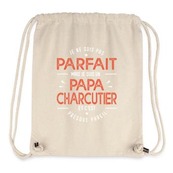 un papa charcutier cadeau charcutier humour - Sac à cordon recyclé Stanley/Stella - blanc naturel - Devant