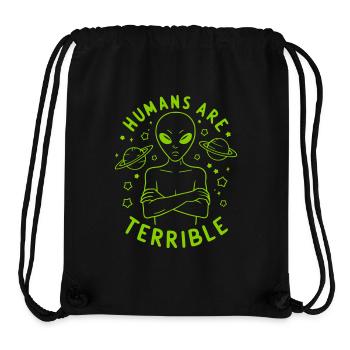 Les humains sont terribles - Sac à cordon recyclé Stanley/Stella - noir - Devant