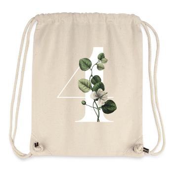 Numéro 4 floral vert -4e anniversaire floral - Sac à cordon recyclé Stanley/Stella - blanc naturel - Devant