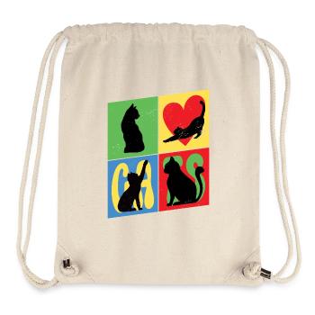 Katze Kätzchen Kater Silhouette Herz Bunt Kunst - Stanley/Stella recycelter Gym Bag - Naturweiß - Vorne
