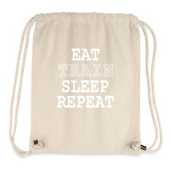 Vie en forme - manger, s’entraîner, dormir, répéter - Sac à cordon recyclé Stanley/Stella - blanc naturel - Devant