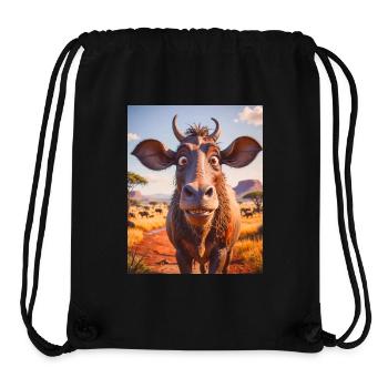 Animaux africains super mignons – Gnous - Sac à cordon recyclé Stanley/Stella - noir - Devant