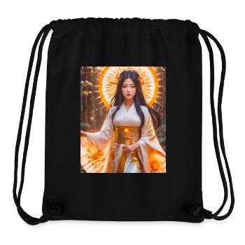 Amaterasu Déesse du soleil rayonnante en kimono blanc avec - Sac à cordon recyclé Stanley/Stella - noir - Devant