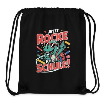 Dino T-Shirt Einschulung – Jetzt rocke ich Schule - Stanley/Stella recycelter Gym Bag - Schwarz - Vorne