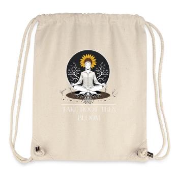 Meditative Wurzelgestaltung mit Sonnenblume - Stanley/Stella recycelter Gym Bag - Naturweiß - Vorne