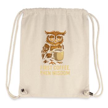 Owl with coffee: First coffee, then wisdom - Stanley/Stella Recycled Gym Bag - natural - Front
