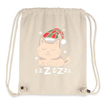 Sleeping Christmas Cat with Hat - Stanley/Stella Recycled Gym Bag - natural - Front