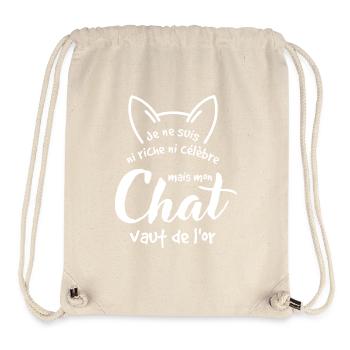 Chat précieux et humour doré - Sac à cordon recyclé Stanley/Stella - blanc naturel - Devant