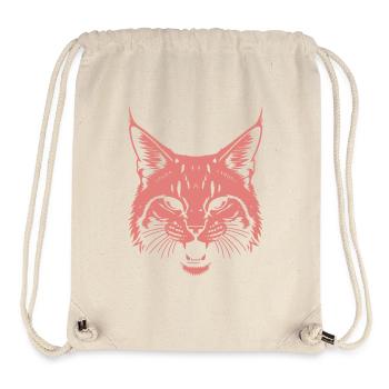 Chat Sifflant – Tête de Chat sauvage Noir et Blanc - Sac à cordon recyclé Stanley/Stella - blanc naturel - Devant