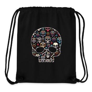 Buntes dekoratives Skullmuster - Stanley/Stella recycelter Gym Bag - Schwarz - Vorne