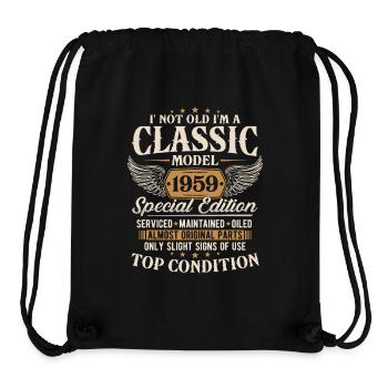Cadeau d’anniversaire classique 1959 Vintage - Sac à cordon recyclé Stanley/Stella - noir - Devant
