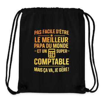 Super papa et comptable – il gère grave ! - Sac à cordon recyclé Stanley/Stella - noir - Devant