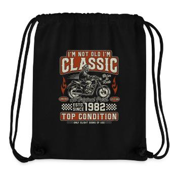 Moto rétro vintage classique de 1982 - Sac à cordon recyclé Stanley/Stella - noir - Devant