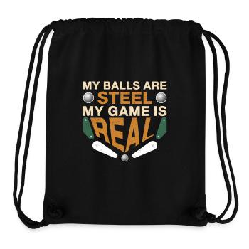My Balls Are Steel My Game Is Real Pinball Machine - Stanley/Stella Recycled Gym Bag - black - Front
