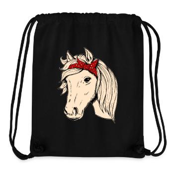 Tête de cheval avec chiffon cavalier cavalier cadeau cheval - Sac à cordon recyclé Stanley/Stella - noir - Devant