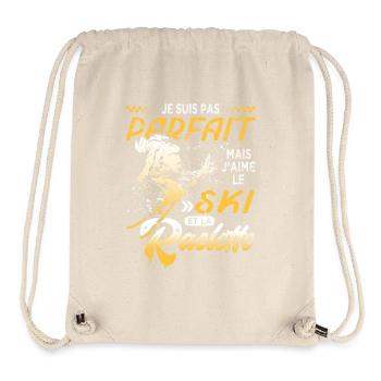 Ski pas parfait j aime le ski et raclette - Sac à cordon recyclé Stanley/Stella - blanc naturel - Devant