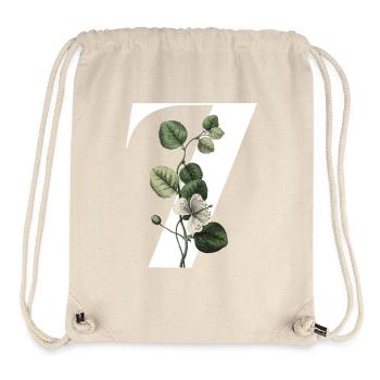 Numéro 7 floral vert -7e anniversaire floral - Sac à cordon recyclé Stanley/Stella - blanc naturel - Devant