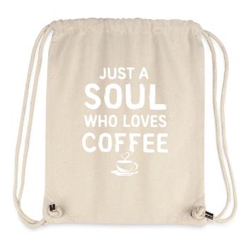 just a soul - Kaffeeliebe und Cafésymbol - Stanley/Stella recycelter Gym Bag - Naturweiß - Vorne