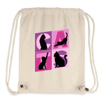 Katze Kätzchen Kater Kitten Mieze Silhouette Kunst - Stanley/Stella recycelter Gym Bag - Naturweiß - Vorne