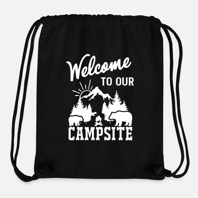 Scène de feu de camp dans la nature de la montagne - Sac à cordon recyclé Stanley/Stella - noir