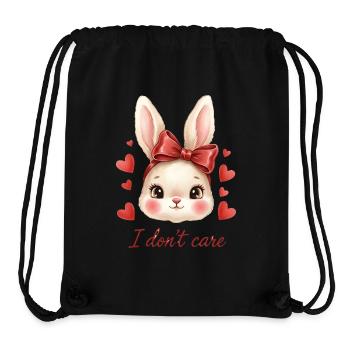 Lapin Kawaii avec cœurs à arc rouge - Sac à cordon recyclé Stanley/Stella - noir - Devant