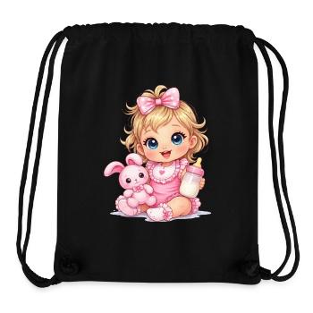  Baby Girl mit Pinker Schleife und Fläschchen - Stanley/Stella recycelter Gym Bag - Schwarz - Vorne