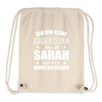 Name Sarah Vorname Klugscheisserin Namenstag - Stanley/Stella recycelter Gym Bag - Naturweiß - Vorne