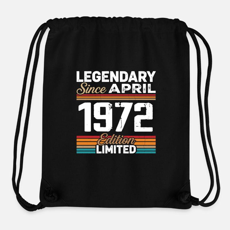 Regalo de cumpleaños retro abril de 1972 de abril 1972 - Mochila saco reciclada de Stanley/Stella - negro