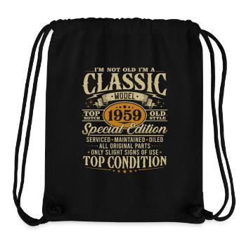 Vintage 1959 classique cadeau d’anniversaire - Sac à cordon recyclé Stanley/Stella - noir - Devant