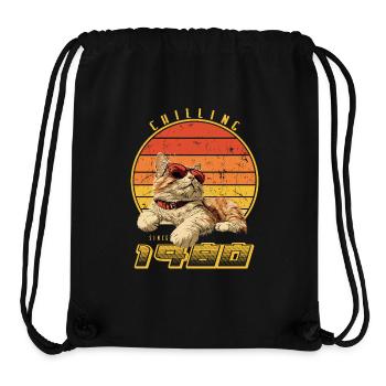1980's retro born - cat chilling - Stanley/Stella Recycled Gym Bag - black - Front