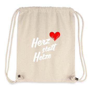 Herz statt Hetze - Stanley/Stella recycelter Gym Bag - Naturweiß - Vorne