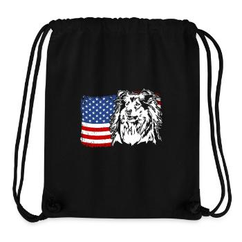 Long-haired Collie US America Flag Dogs Wilsigns - Stanley/Stella Recycled Gym Bag - black - Front