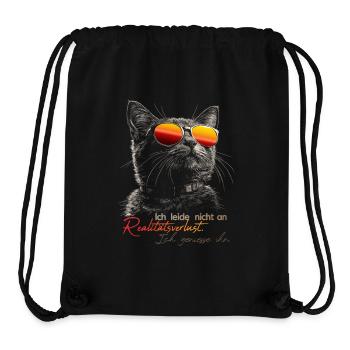 Chat drôle - Sac à cordon recyclé Stanley/Stella - noir - Devant
