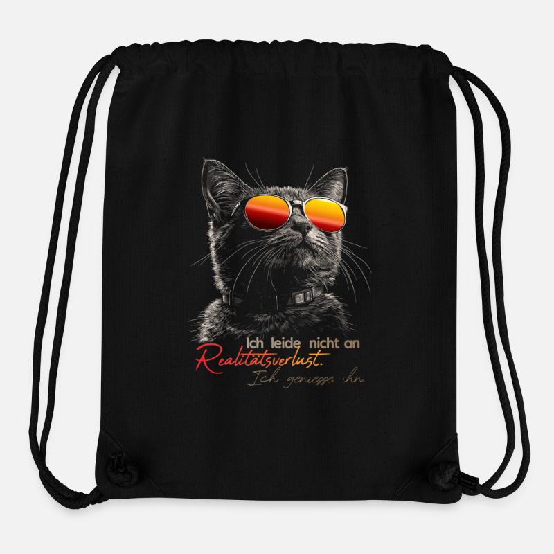 Chat drôle - Sac à cordon recyclé Stanley/Stella - noir