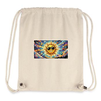 Sonne mit Sonnenbrille im Kosmos - Stanley/Stella recycelter Gym Bag - Naturweiß - Vorne