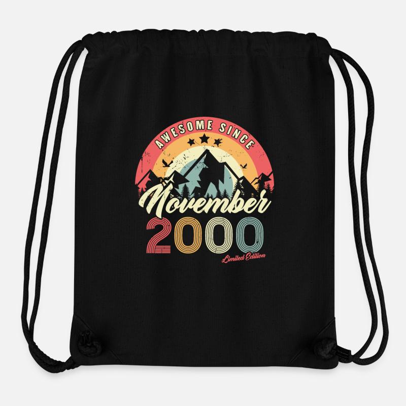 Cadeau D'anniversaire En Novembre 2000 Vintage - Sac à cordon recyclé Stanley/Stella - noir