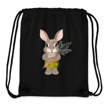 cute rabbit with carrot and shorts - Stanley/Stella Recycled Gym Bag - black - Front