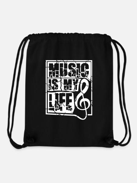 La musique est ma vie Musik ist mein Leben liebe spruch - Sac à cordon recyclé Stanley/Stella - noir