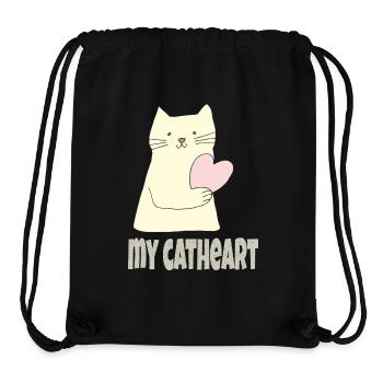 Mon cœur de chat - Sac à cordon recyclé Stanley/Stella - noir - Devant