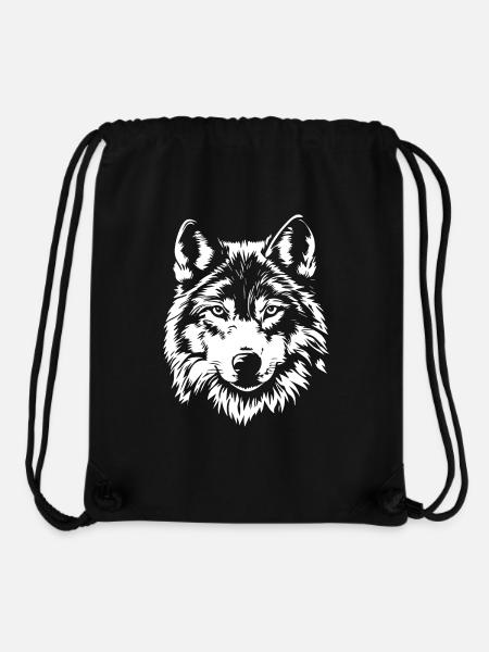 Visage de loup - Sac à cordon recyclé Stanley/Stella - noir