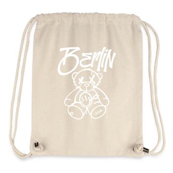 Cadeau de mascotte d’ours de Berlin de style berlinois - Sac à cordon recyclé Stanley/Stella - blanc naturel - Devant