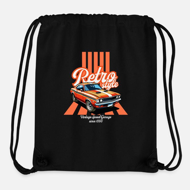 Voiture Retro et Flair Vintage - Sac à cordon recyclé Stanley/Stella - noir