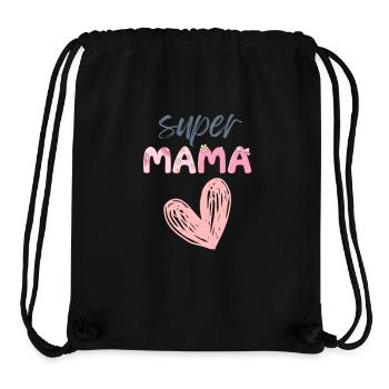 Super Mama - Heart Design - Sac à cordon recyclé Stanley/Stella - noir - Devant
