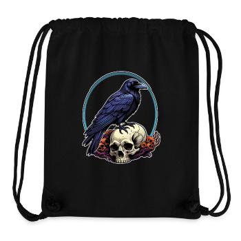 Big Raven Sitting on Sculls - Stanley/Stella Recycled Gym Bag - black - Front