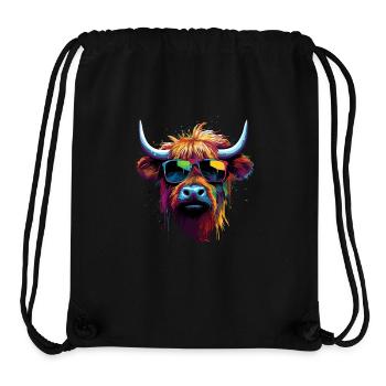 Cooles Schottisches Hochlandrind - Stanley/Stella recycelter Gym Bag - Schwarz - Vorne
