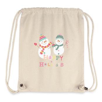 Fun Snowman Happy Holidays Colorful Christmas - Stanley/Stella Recycled Gym Bag - natural - Front